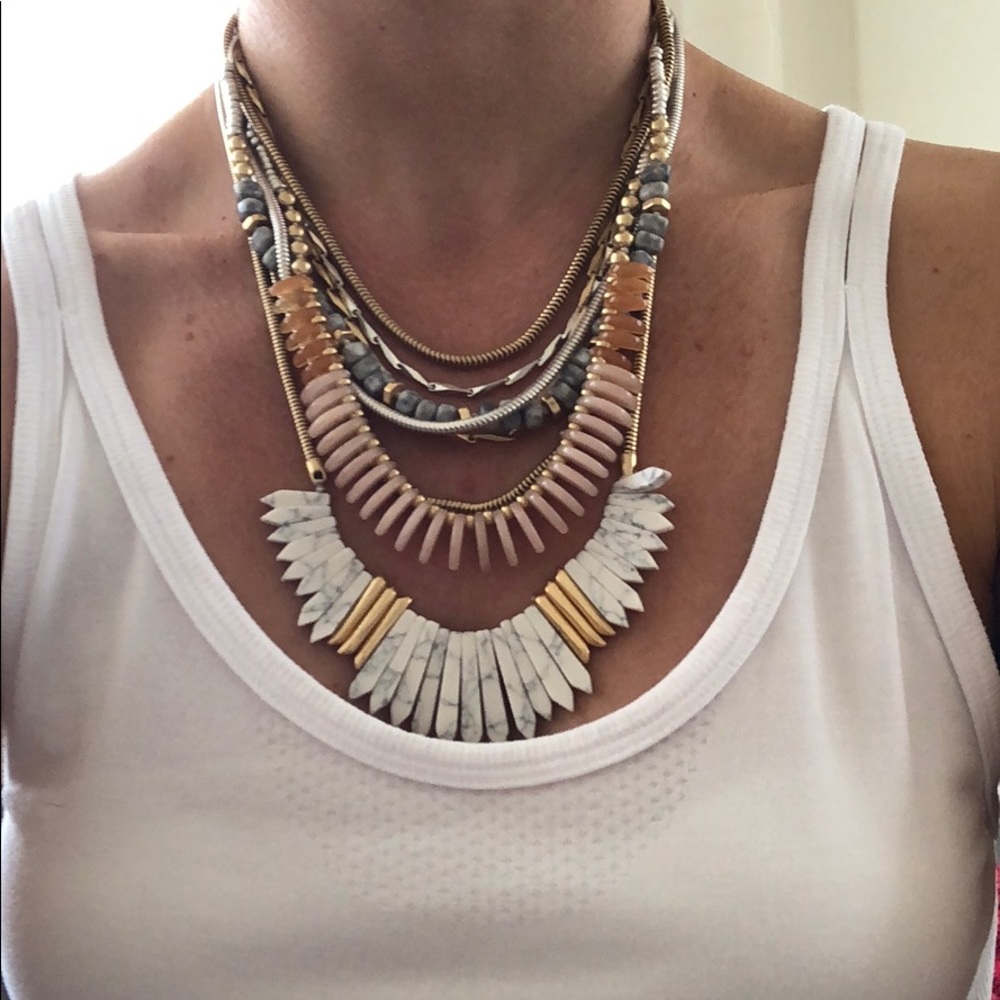 Pink and White Stone Stella & Dot Necklace